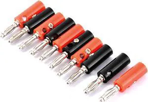 10pcs Black Red Plastic Jacket Audio Speaker Wire Connector Banana Plug Coupler