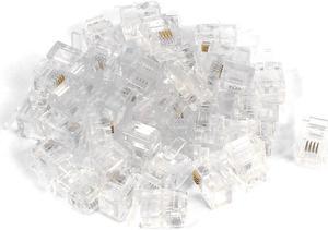 40pcs Clear Shell RJ11 6P4C Modular Plug Telephone Cable Line Adapter Connector