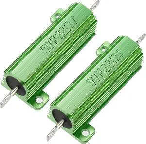 Unique Bargains 50W 22 Ohm Aluminium Housing Chassis Mount Wirewound Power Resistor Green 2pcs