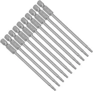 10 Pcs 1/4" Hex Shank T9 Magnetic Security Torx Screwdriver Bits 100mm Length