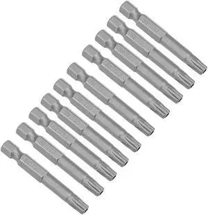 10pcs 50mm 1/4" Hex Shank T30 Magnetic Star Security Head Screwdriver Bits S2