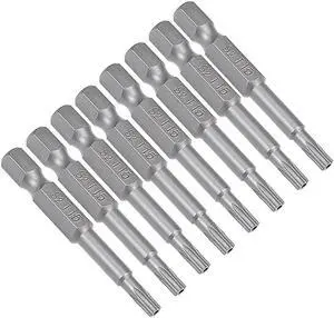 8 Pcs 1/4" Hex Shank T15 Magnetic Security Torx Screwdriver Bits 50mm Length