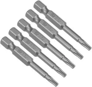 5pcs 50mm 1/4" Hex Shank T15 Magnetic Torx Head Screwdriver Bits S2 Alloy Steel