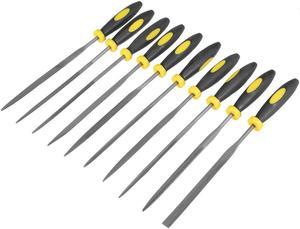 10Pcs Smooth Cut Bearing Steel Needle File Set with Rubber Handle, 3mm x 150mm