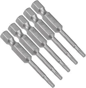 5 Pcs 1/4" Hex Shank T9 Magnetic Security Torx Screwdriver Bits 50mm Length