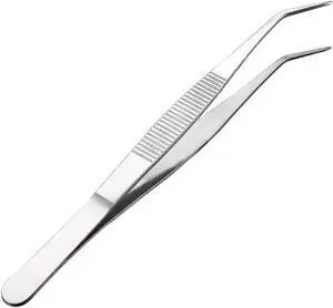 7-Inch Stainless Steel Tweezers with Curved Pointed Serrated Tip