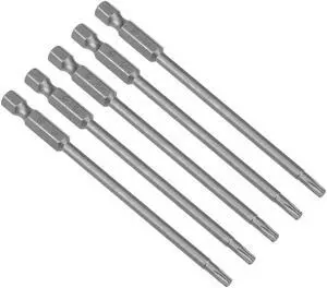 5pcs 100mm 1/4" Hex Shank T15 Magnetic Torx Head Screwdriver Bits S2