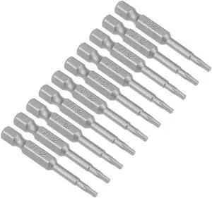 10pcs 50mm 1/4" Hex Shank T9 Magnetic Torx Head Screwdriver Bits S2 Alloy Steel