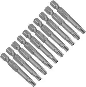 10pcs 50mm 1/4" Hex Shank T27 Magnetic Torx Head Security Driver Bits S2