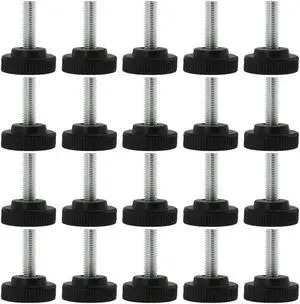 M8 x 25 x 30mm Adjustable Leveling Feet Desk Leg 20pcs, Black and Silver Tone