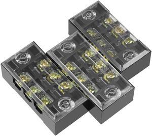 3 Pcs 3 Positions Dual Rows 600V 15A Wire Barrier Block Terminal Strip TB-1503L