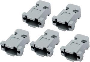 5 Pcs Plastic Serial Port D-Sub DB9 Connector Kit Backshell Gray w Screws