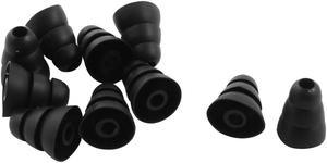 Silicone Triple Flange Noise Cancellation Earphone Pad Earbud Cap Tip Cover Replacement Black 10 Pcs