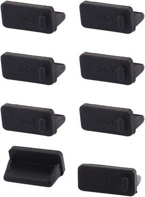 Laptop Rubber USB 2.0 Type A Female Port Dust Cover Plug Protector Black 8pcs