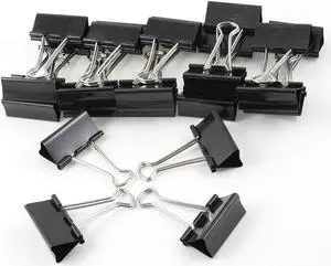 41mm Wide Metal Black Document File Ticket 4cm Width Binder Clips 24 Pcs