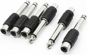 Unique Bargains 6.35mm Dia Mono Audio Male Plug to RCA Female Jack Adapter Converter x 6