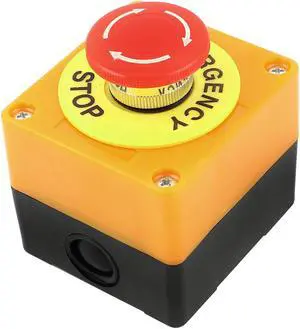 Red Sign Mushroom Emergency Stop Pushbutton Switch Station Twist Release 1 NO NC