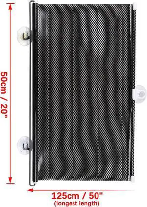 Retractable Car Auto Window Sun Shade Visor Windshield Roller Blind 50cm x 125cm