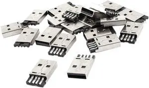 Unique Bargains 20pcs USB 2.0 A Type Male Plug Jack Solder Connectors Adapters