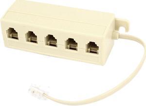 Unique Bargains Plastic RJ11 6P4C 1 Male to 5 Ports Female Telephone Adapter Connector