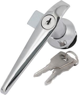 Door Cupboard Lever Key L Shape Handle Lock w Keys Silver Tone