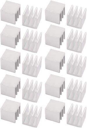 20Pcs 10mm x 10mm x 10mm Aluminum Heatsink Radiator Cooling Fin Silver Tone