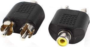 Unique Bargains 2 Pieces RCA Female Jack to 2 x Male Plug F/M Adapter Straight Connnector