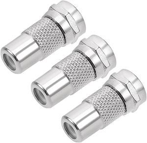 F Type Male to RCA  Female Silver Tone RF Coaxial Adapter Connector 3pcs