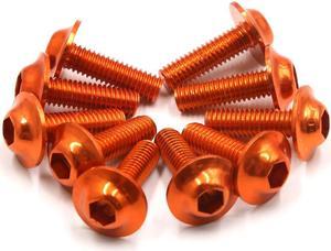 10PCS M6 x 20mm Orange Hexagon License Plates Fairing Bolts Screw for Motorcycle