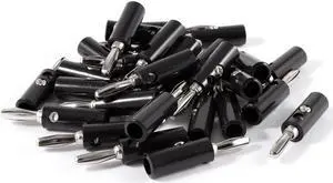 Unique Bargains 30pcs Audio Speaker Wire Cord Banana Plug Screw Connector Adapter Black 3.5mm