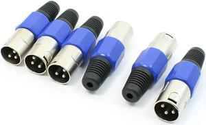 Unique Bargains 6 Pcs 66mm 2.6" 3P Male XLR Audio Connector Plug Blue for Microphone MIC Speaker