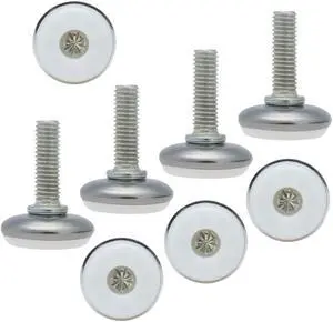 M8 x 25 x 28mm Leveling Feet Adjustable Leveler Desk Leg, White Cap, 8pcs