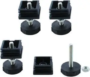 Adjustable Leveling Feet 38 x 38mm Tube Inserts Furniture Table Glide 4 Sets