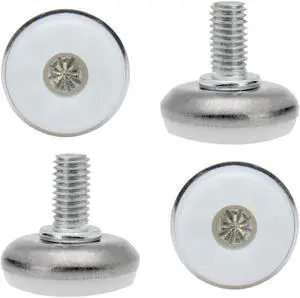 M8 x 15 x 28mm Leveling Feet Adjustable Leveler for Desk Leg, White Cap 4pcs
