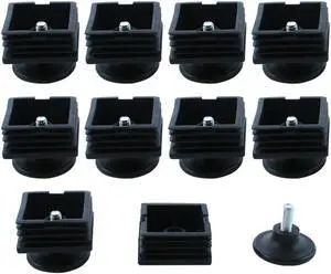 Adjustable Leveling Feet 50 x 50mm Square Tube Inserts Furniture Glide 10 Sets