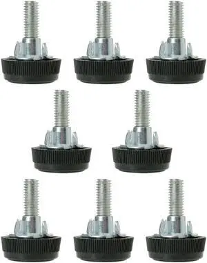 M8 x 28 x 30mm Leveling Feet Adjuster Pad with T-nuts for House Table Leg 8pcs