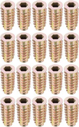 Threaded Insert Nuts Zinc Alloy Hex Socket M6 Internal Threads 25mm Length 20pcs