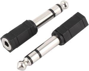 Microphone 6.35mm Male to 3.5mm Female Audio Plug Jack Adapter Black 2pcs