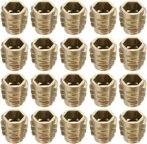 Threaded Insert Nuts Zinc Alloy Hex-Flush M8 Internal Threads 15mm Length 20pcs