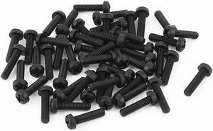 M2.5 x 10mm Nylon Phillips Cross Pan Head Machine Screws Black 50 PCS