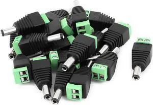 20 Pcs 5.5mm x 2.5mm Male DC Power Jack Terminal Connectors for CCTV Camera