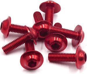 8PCS M6 x 20mm Red Hexagon License Plates Fairing Bolts Screws for Motorcycle