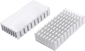 2pcs 50x25x10mm Aluminium Heat Sink Radiator Fin Heatsink Silver Tone