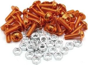 30pcs M6 Orange Aluminum Alloy Hex Socket Head Motorcycle Bolts Screws Nuts