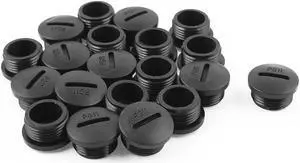 20pcs PG11 Black Nylon Round Blanking Plug Cap End Threaded M18 x 8mm
