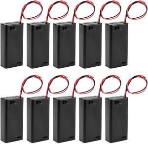 3V Battery Holder Case Storage Box 2 x 1.5V AA Batteries Line Leads 10Pcs
