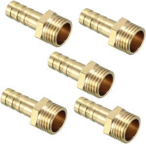 Brass Barb Hose Fitting Connector Adapters 8mm Barbed x 1/4 PT Male Pipe 5pcs