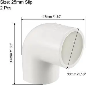 25mm Slip 90 Degree PVC Pipe Fitting Elbow Coupling Connector 2 Pcs