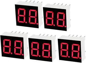 Common Cathode 10 Pin 2 Bit 0.59 x 0.55 x 0.28 Inch 0.35" Red LED Display 5pcs