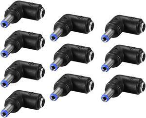 DC Power Connector 90 Degree Right Angle 5.5mm x 2.1mm Male to Female Coupler Adapter Converter 10Pcs